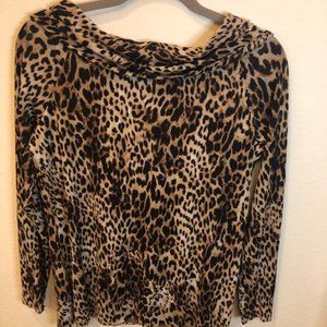 Chico's Leopard Print Cowl Neck Top